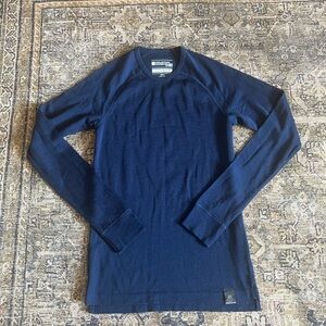 MOUNTAIN WAREHOUSE Merino Wool Navy Long Sleeve Crew Neck Shirt XS